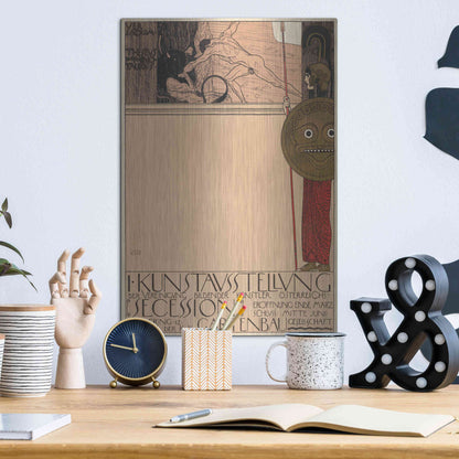 Luxe Metal Art 'Plakat der 1. Ausstellung der Secession' by Gustav Klimt, Metal Wall Art,12x16