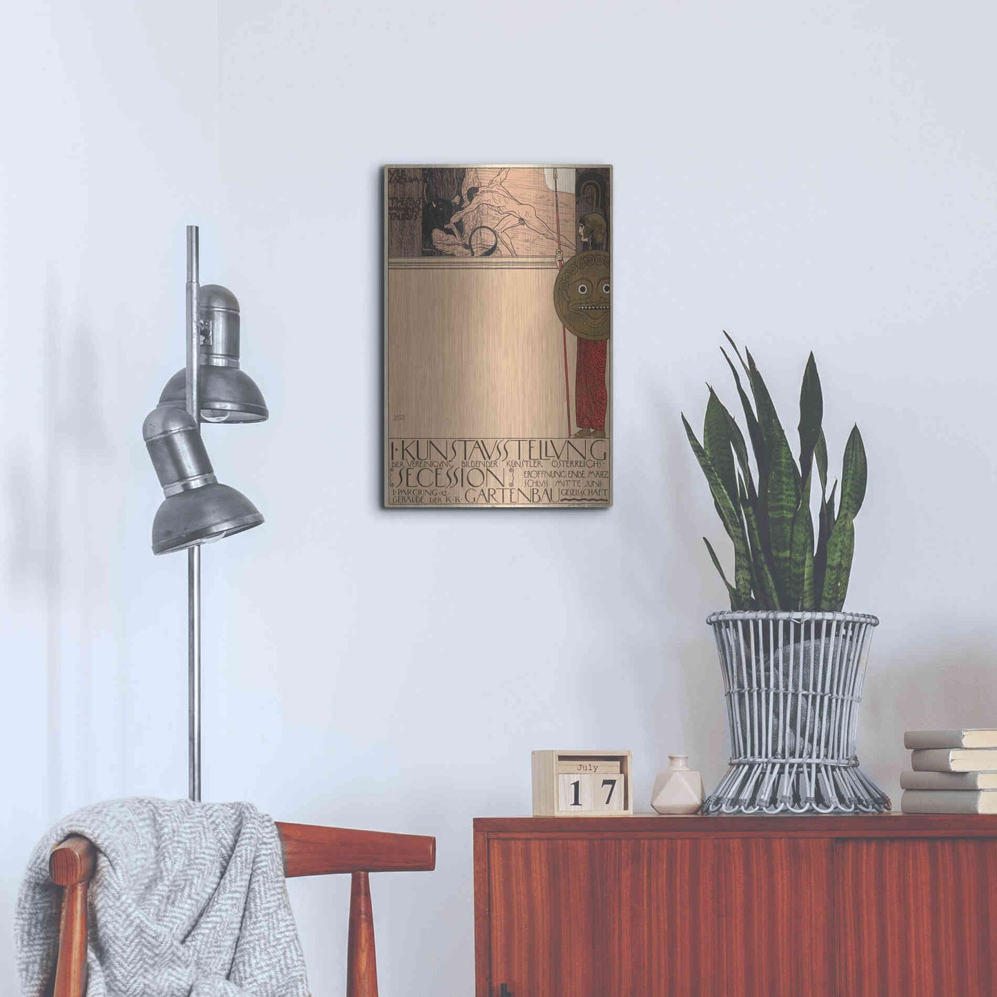 Luxe Metal Art 'Plakat der 1. Ausstellung der Secession' by Gustav Klimt, Metal Wall Art,16x24
