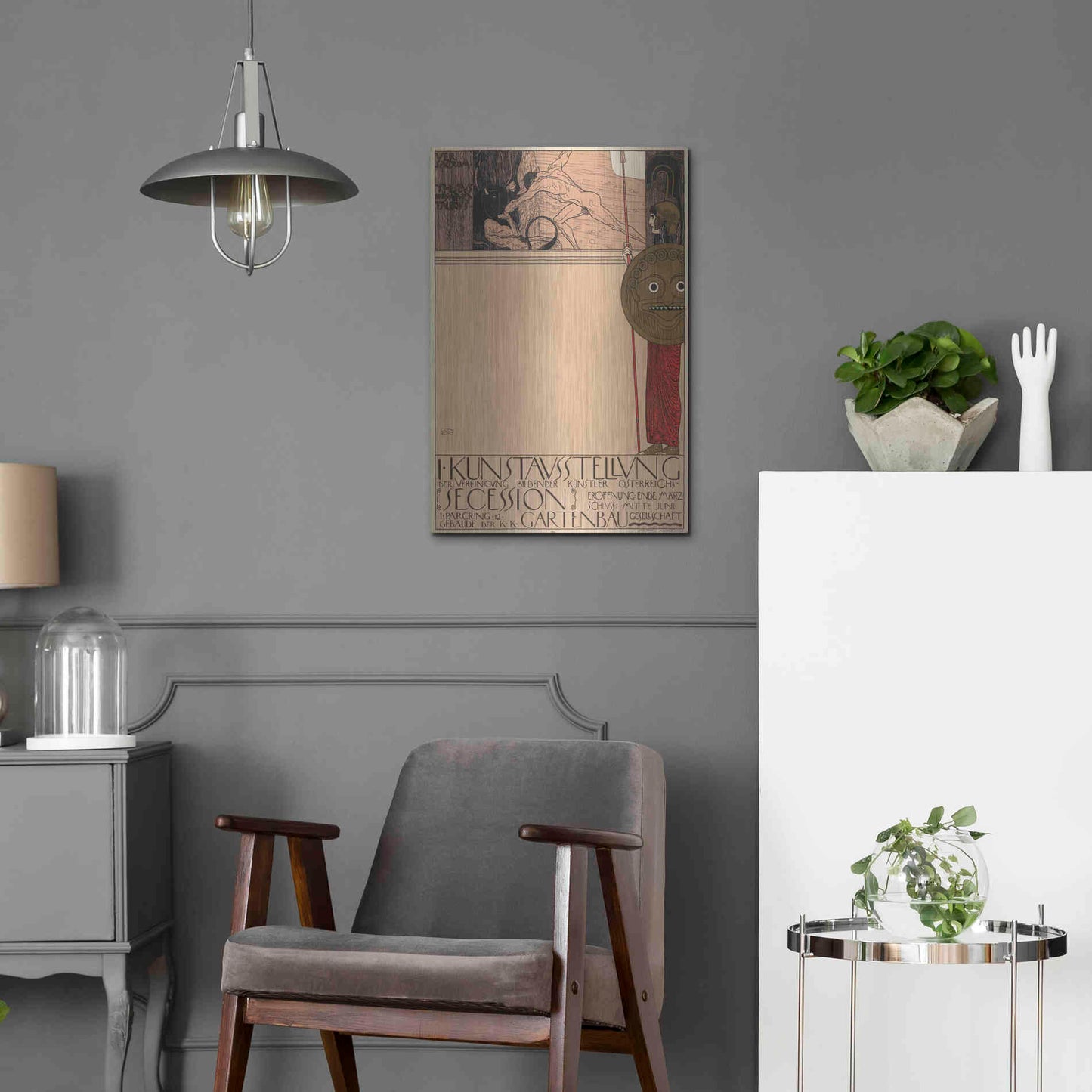 Luxe Metal Art 'Plakat der 1. Ausstellung der Secession' by Gustav Klimt, Metal Wall Art,16x24
