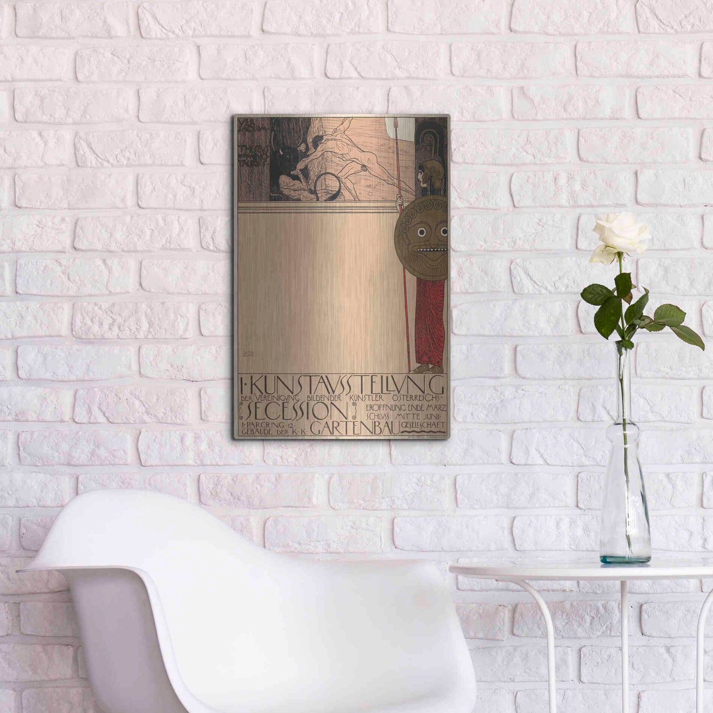 Luxe Metal Art 'Plakat der 1. Ausstellung der Secession' by Gustav Klimt, Metal Wall Art,16x24