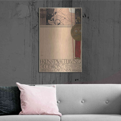 Luxe Metal Art 'Plakat der 1. Ausstellung der Secession' by Gustav Klimt, Metal Wall Art,24x36