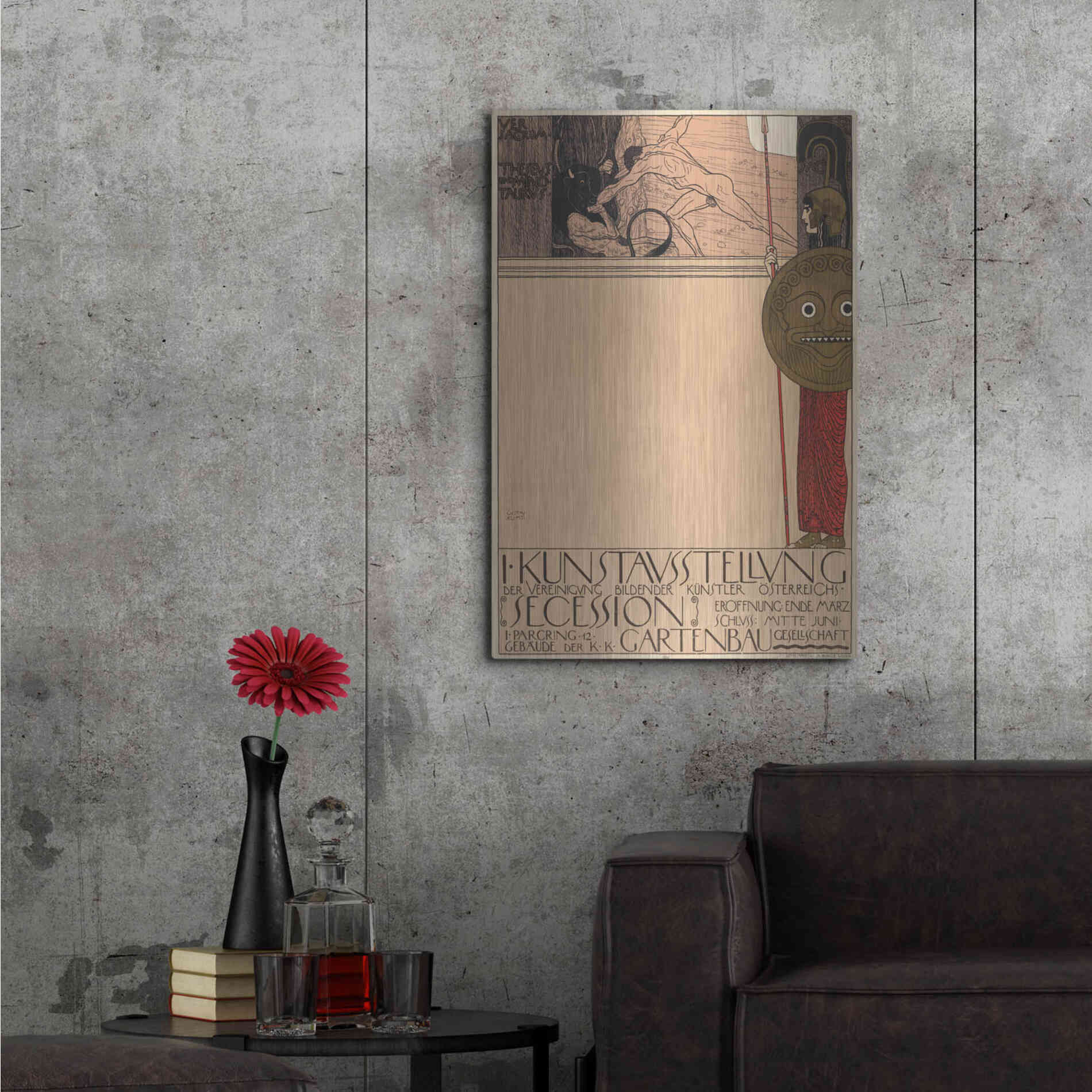 Luxe Metal Art 'Plakat der 1. Ausstellung der Secession' by Gustav Klimt, Metal Wall Art,24x36