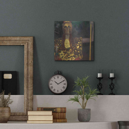 Luxe Metal Art 'Pallas Athene' by Gustav Klimt, Metal Wall Art,12x12