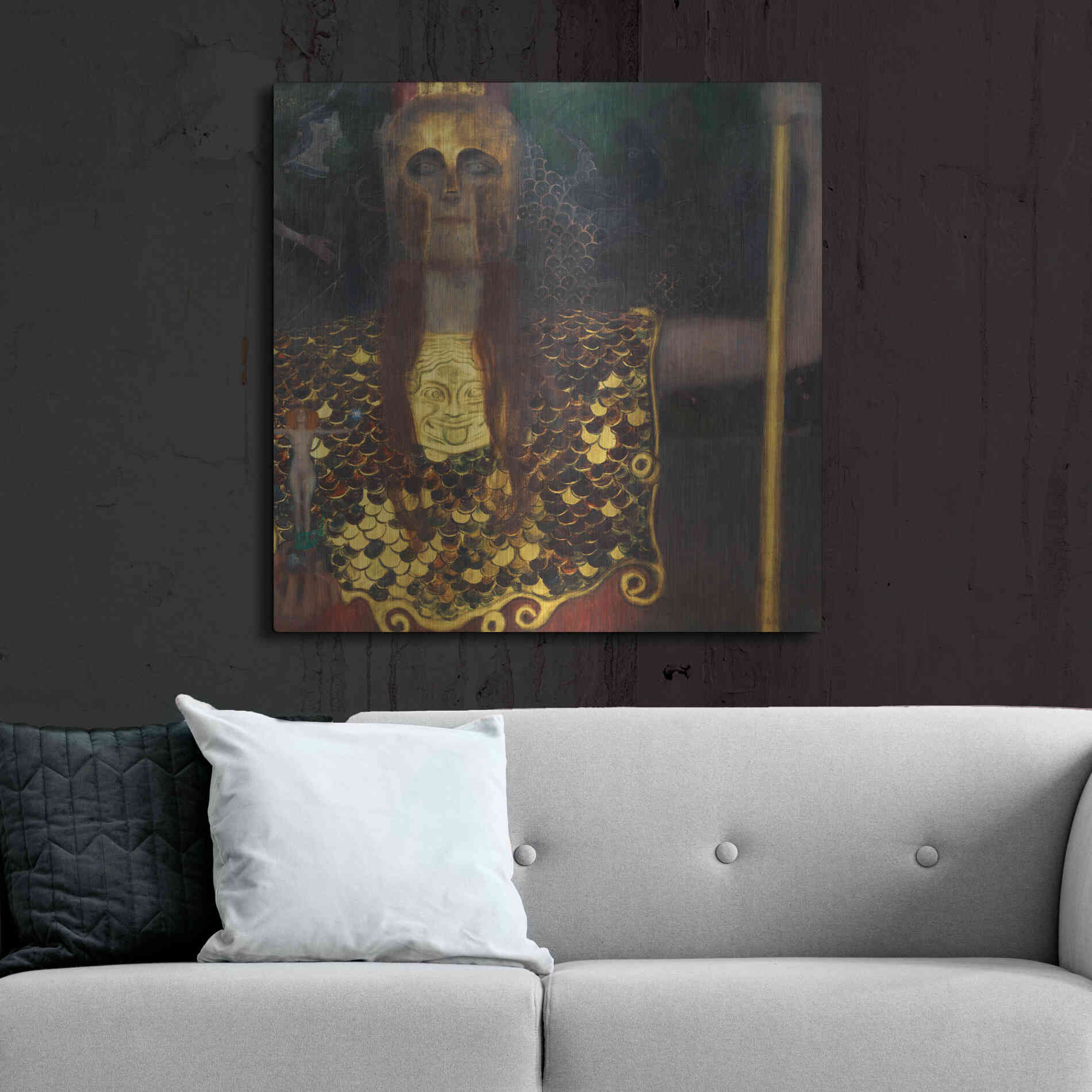Luxe Metal Art 'Pallas Athene' by Gustav Klimt, Metal Wall Art,36x36
