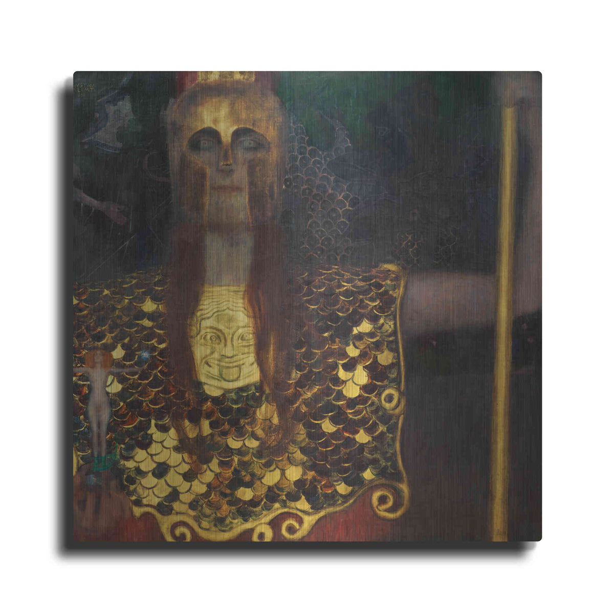 Luxe Metal Art 'Pallas Athene' by Gustav Klimt, Metal Wall Art