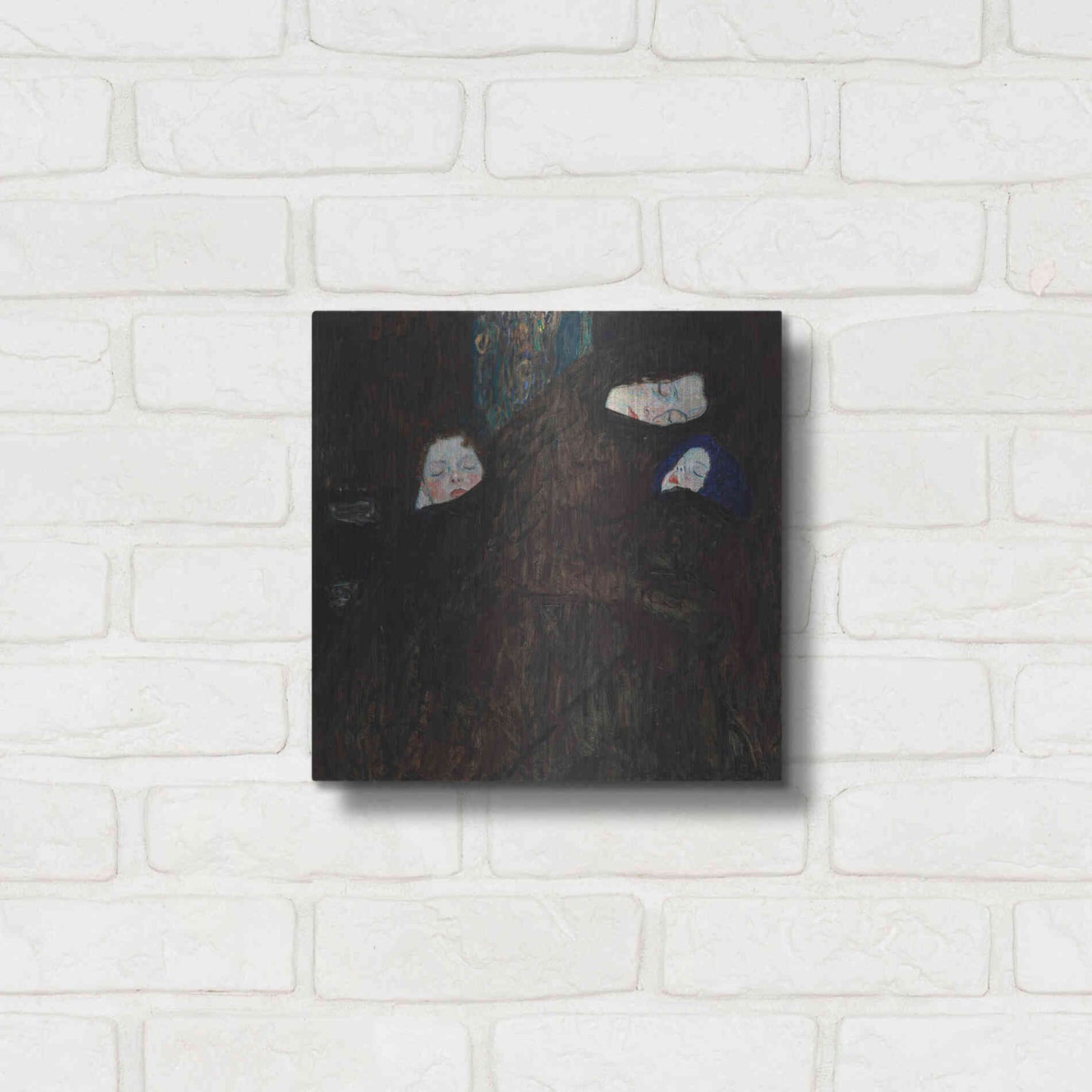 Luxe Metal Art 'Mother with Two Children' by Gustav Klimt, Metal Wall Art,12x12