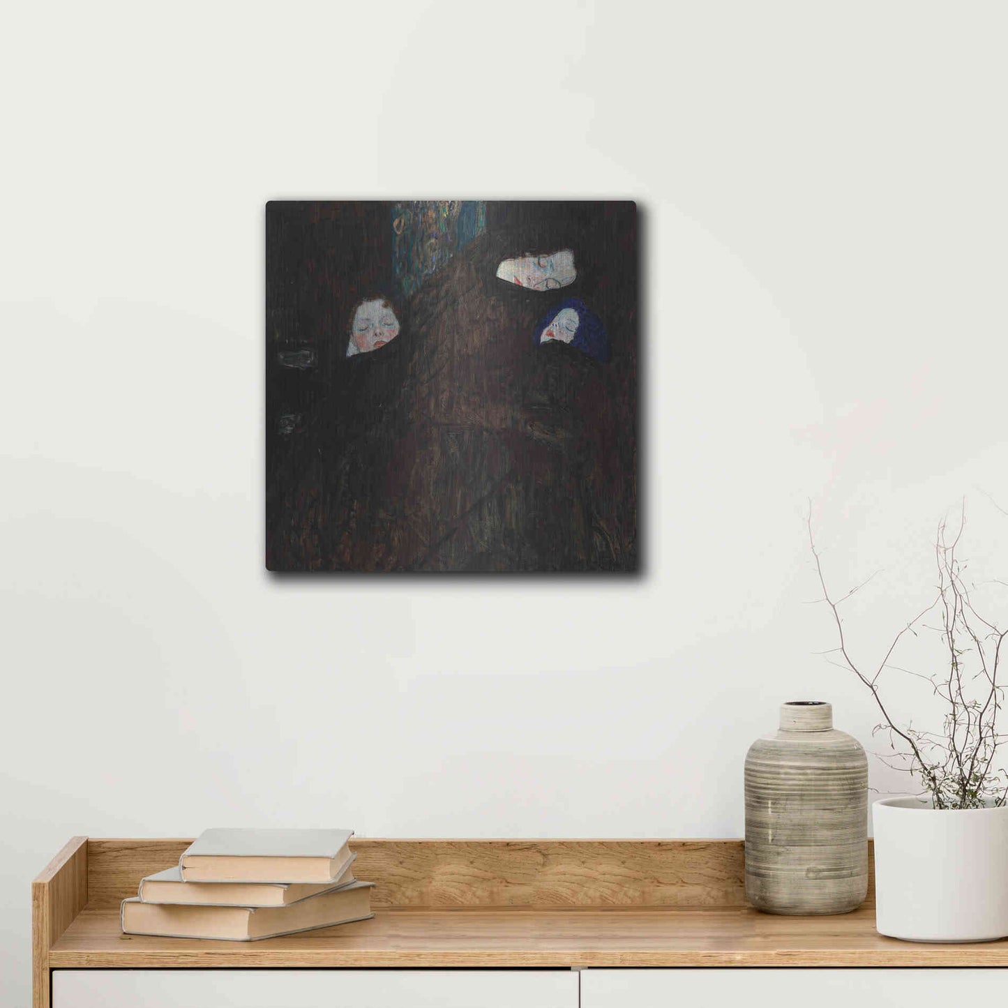 Luxe Metal Art 'Mother with Two Children' by Gustav Klimt, Metal Wall Art,12x12