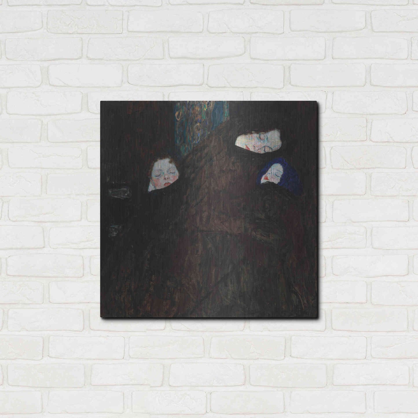 Luxe Metal Art 'Mother with Two Children' by Gustav Klimt, Metal Wall Art,24x24