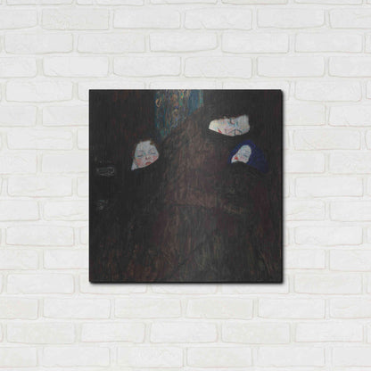 Luxe Metal Art 'Mother with Two Children' by Gustav Klimt, Metal Wall Art,24x24