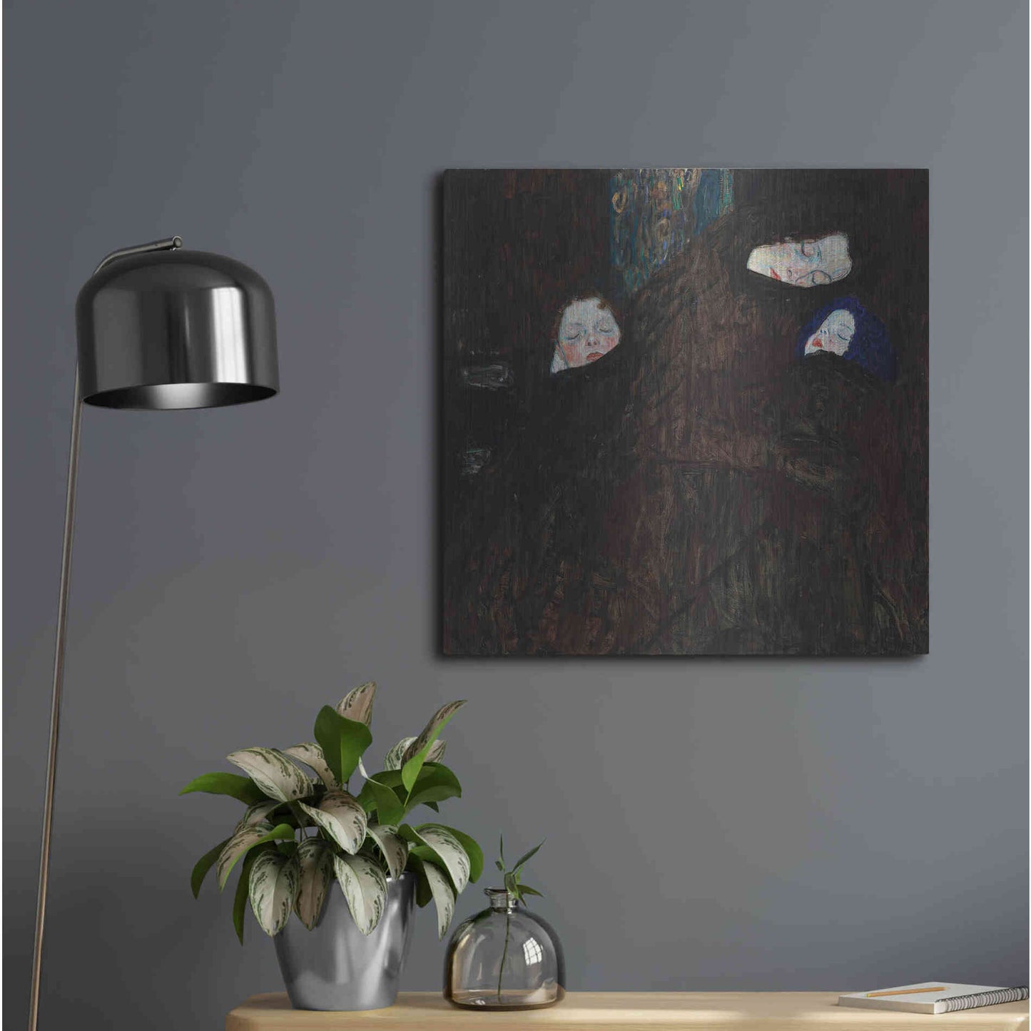 Luxe Metal Art 'Mother with Two Children' by Gustav Klimt, Metal Wall Art,24x24