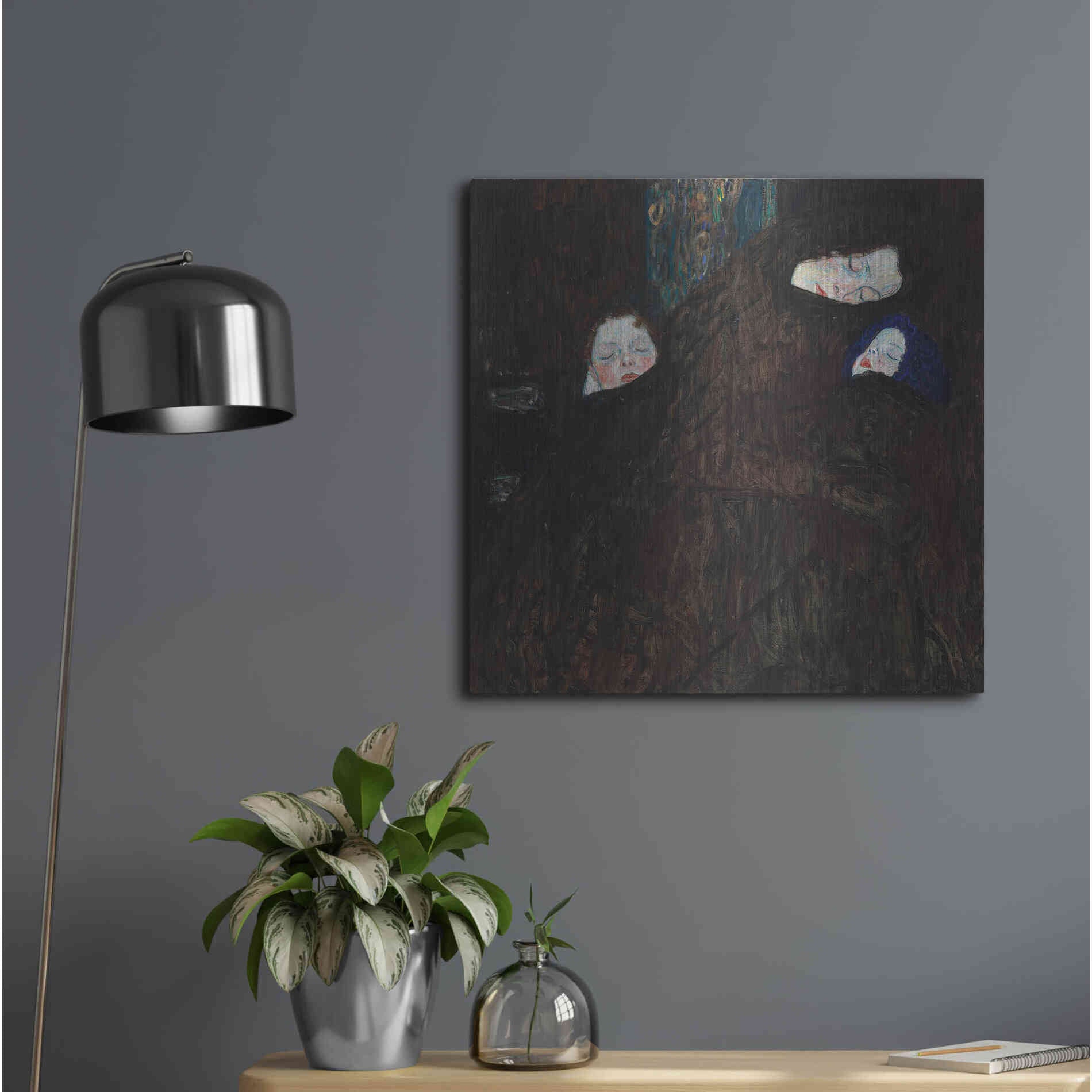 Luxe Metal Art 'Mother with Two Children' by Gustav Klimt, Metal Wall Art,24x24
