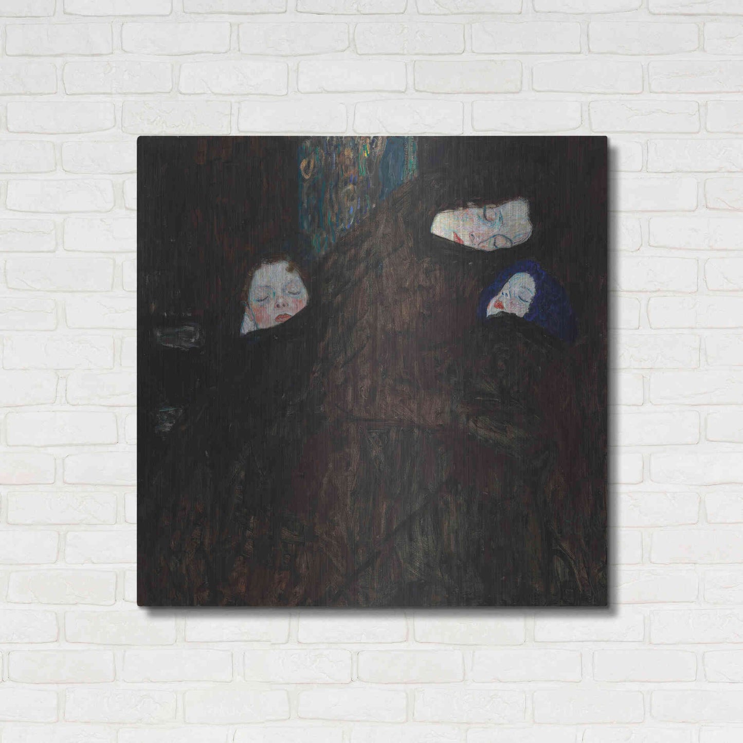 Luxe Metal Art 'Mother with Two Children' by Gustav Klimt, Metal Wall Art,36x36