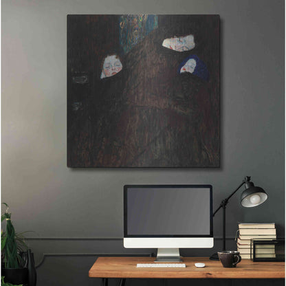 Luxe Metal Art 'Mother with Two Children' by Gustav Klimt, Metal Wall Art,36x36