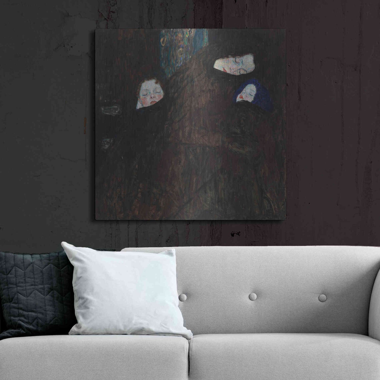 Luxe Metal Art 'Mother with Two Children' by Gustav Klimt, Metal Wall Art,36x36