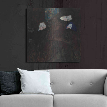 Luxe Metal Art 'Mother with Two Children' by Gustav Klimt, Metal Wall Art,36x36