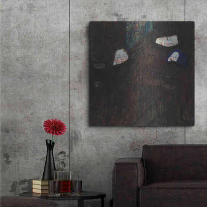 Luxe Metal Art 'Mother with Two Children' by Gustav Klimt, Metal Wall Art,36x36