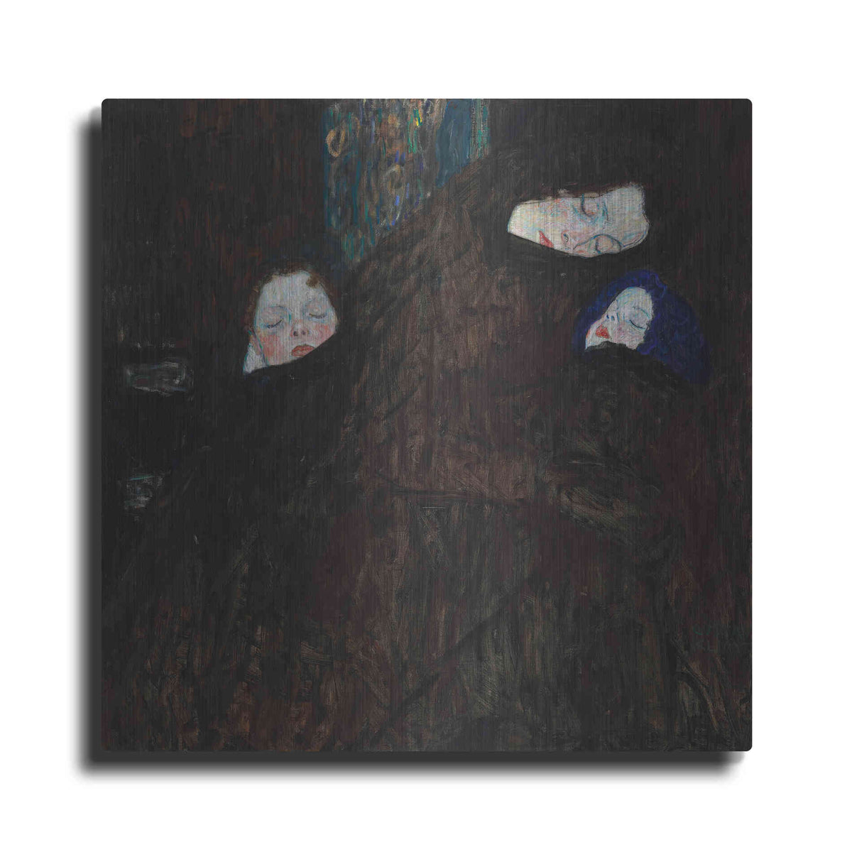 Luxe Metal Art 'Mother with Two Children' by Gustav Klimt, Metal Wall Art