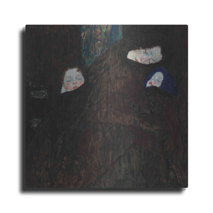 Luxe Metal Art 'Mother with Two Children' by Gustav Klimt, Metal Wall Art