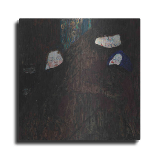 Luxe Metal Art 'Mother with Two Children' by Gustav Klimt, Metal Wall Art