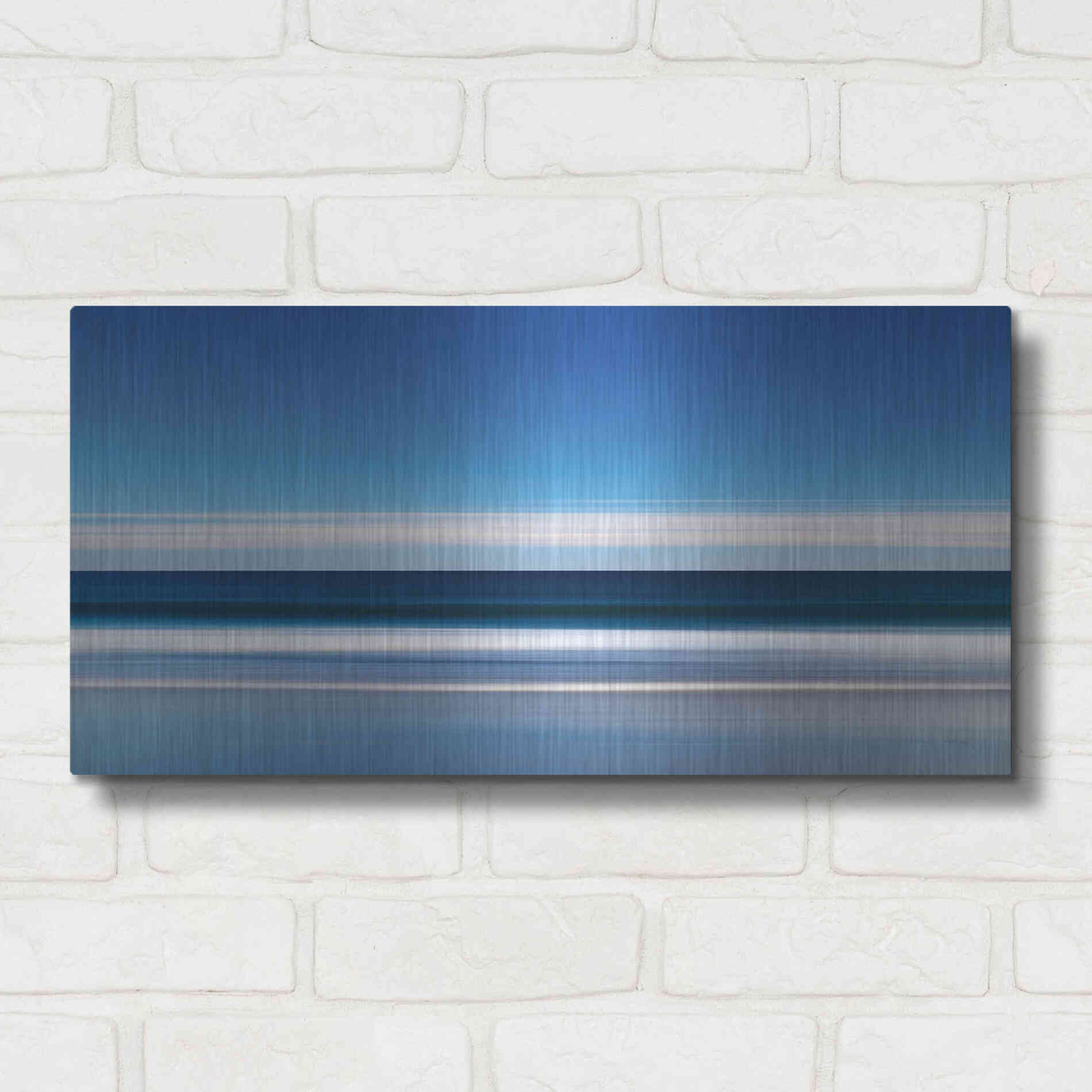 Luxe Metal Art 'Lucy Vincent Waves' by Katherine Gendreau, Metal Wall Art,24x12