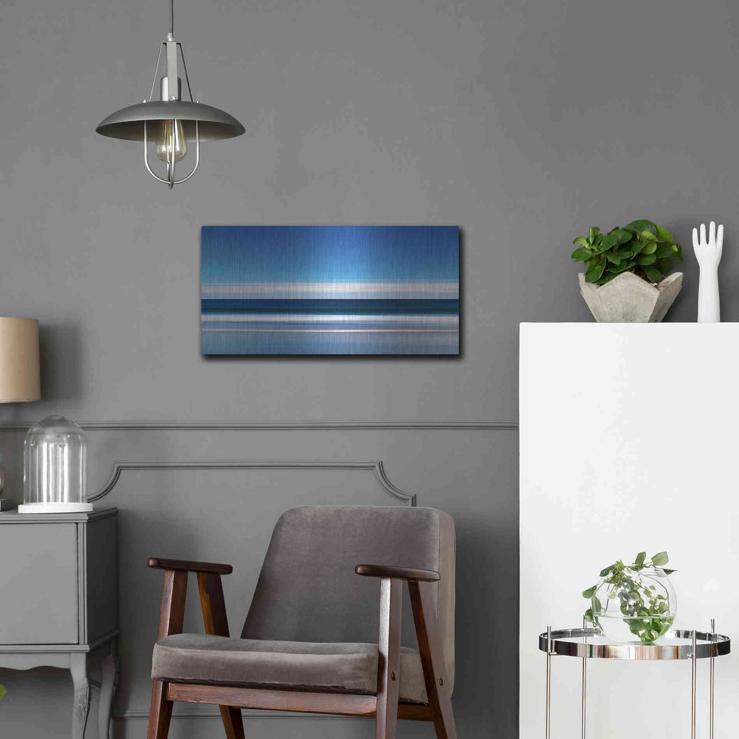 Luxe Metal Art 'Lucy Vincent Waves' by Katherine Gendreau, Metal Wall Art,24x12