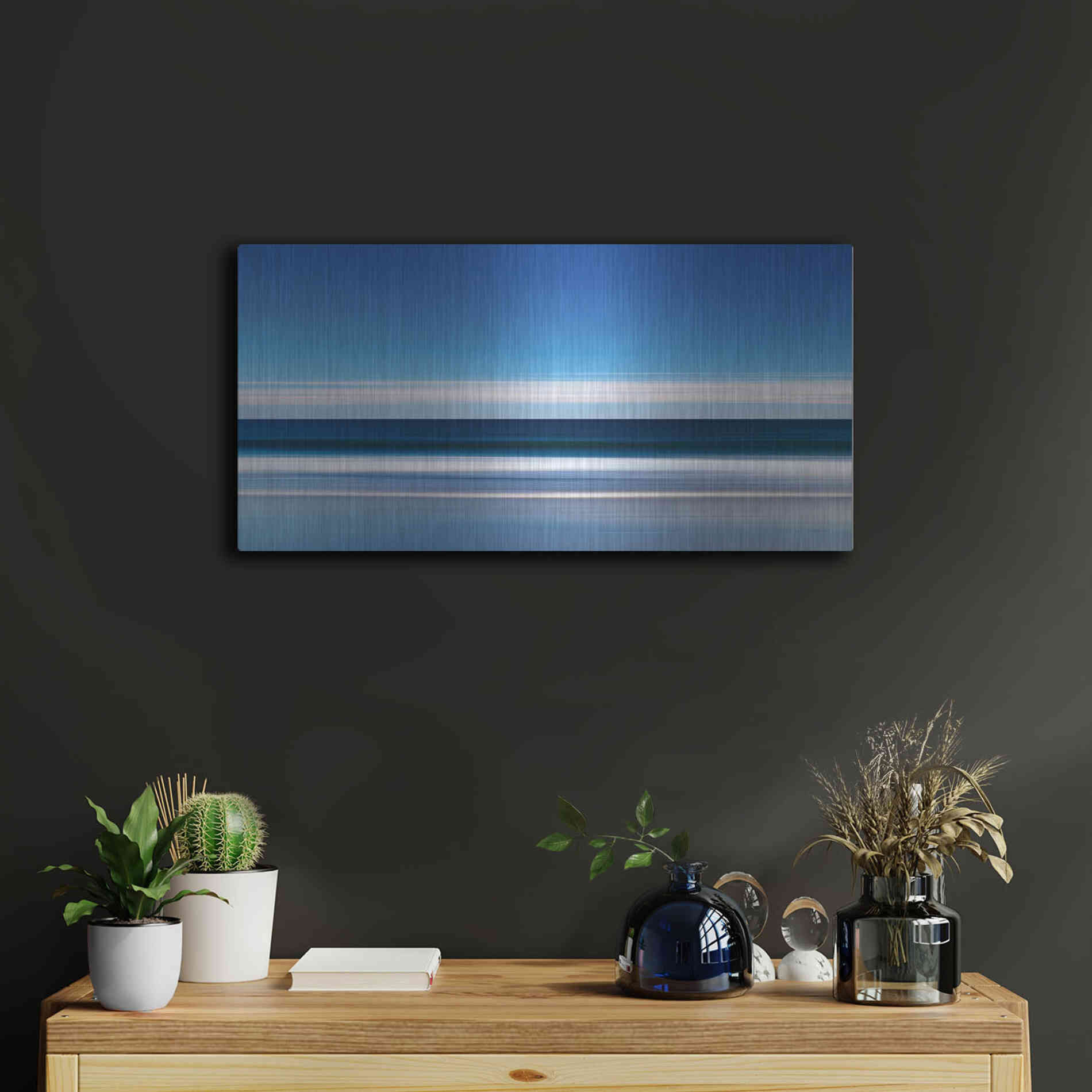Luxe Metal Art 'Lucy Vincent Waves' by Katherine Gendreau, Metal Wall Art,24x12
