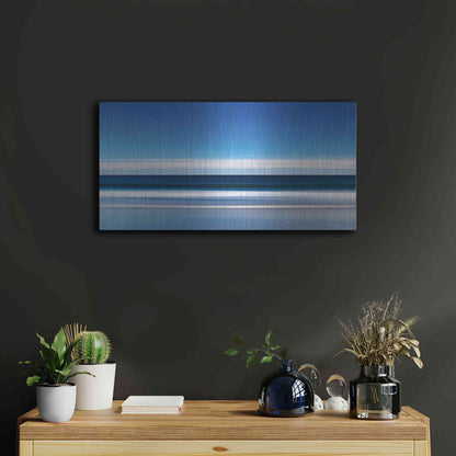 Luxe Metal Art 'Lucy Vincent Waves' by Katherine Gendreau, Metal Wall Art,24x12