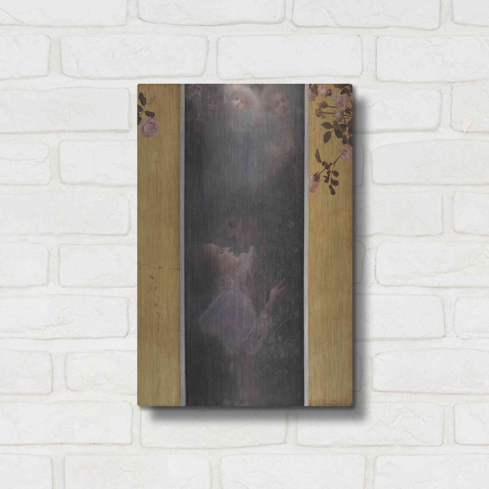 Luxe Metal Art 'Liebe copy' by Gustav Klimt, Metal Wall Art,12x16
