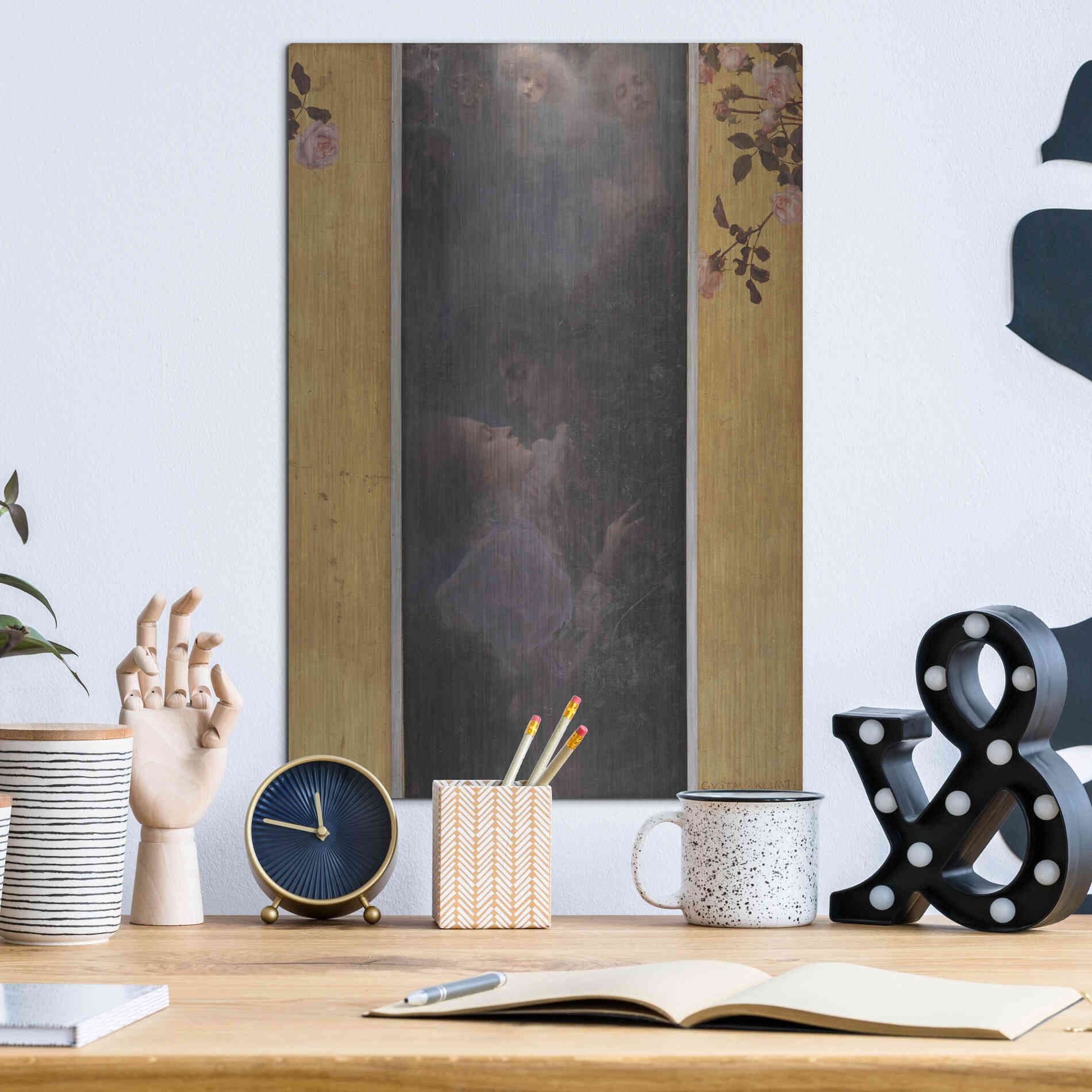 Luxe Metal Art 'Liebe copy' by Gustav Klimt, Metal Wall Art,12x16