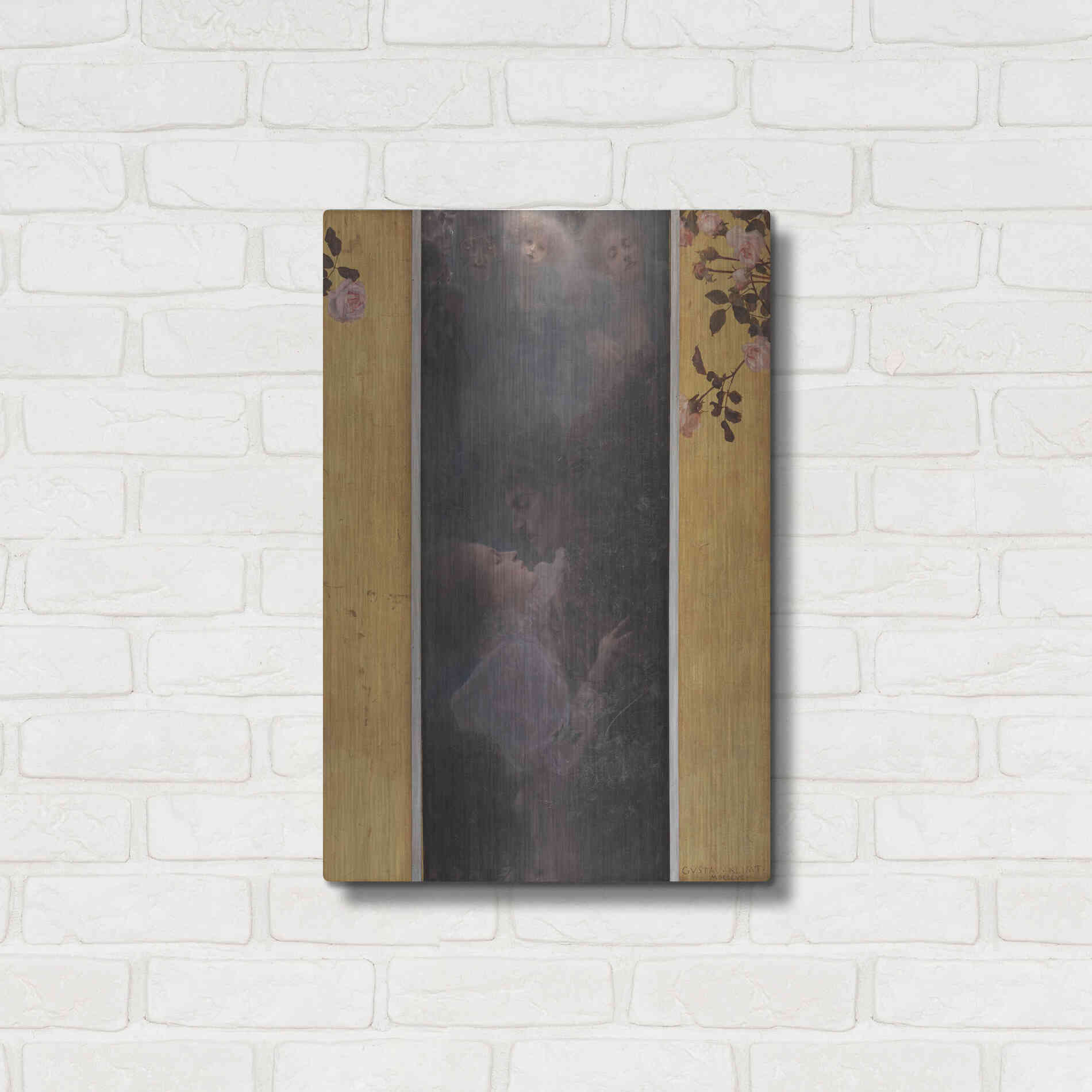 Luxe Metal Art 'Liebe copy' by Gustav Klimt, Metal Wall Art,16x24