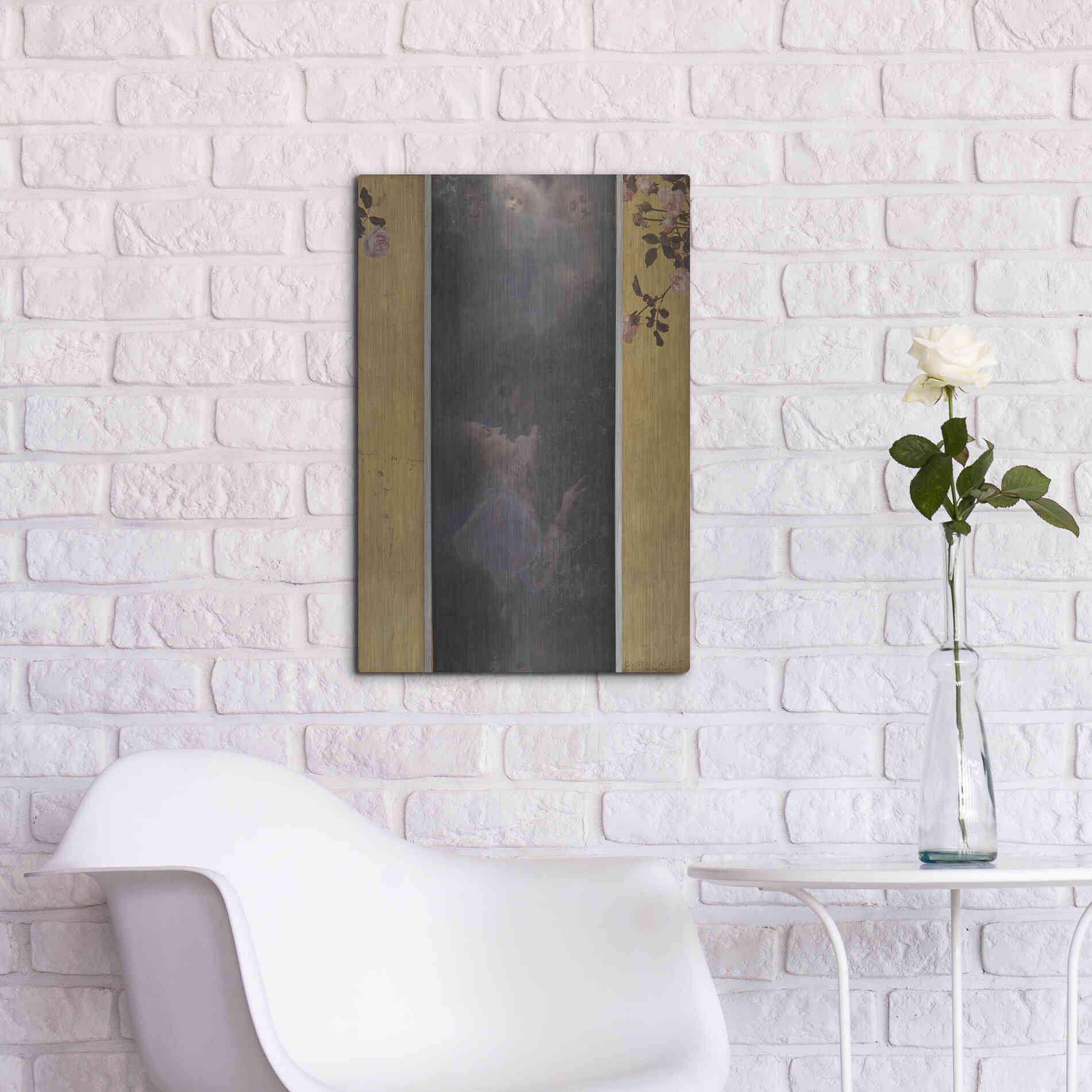 Luxe Metal Art 'Liebe copy' by Gustav Klimt, Metal Wall Art,16x24