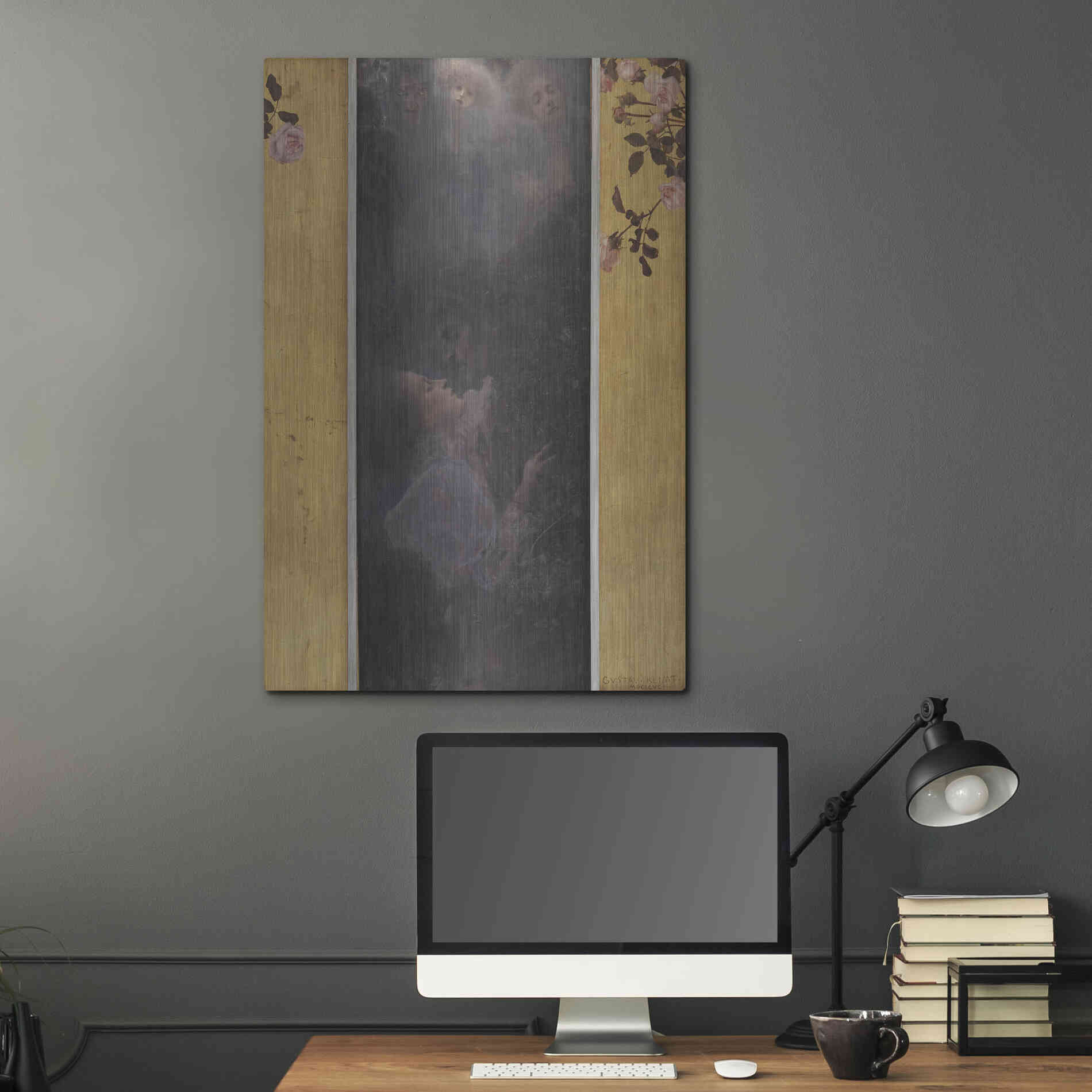 Luxe Metal Art 'Liebe copy' by Gustav Klimt, Metal Wall Art,24x36