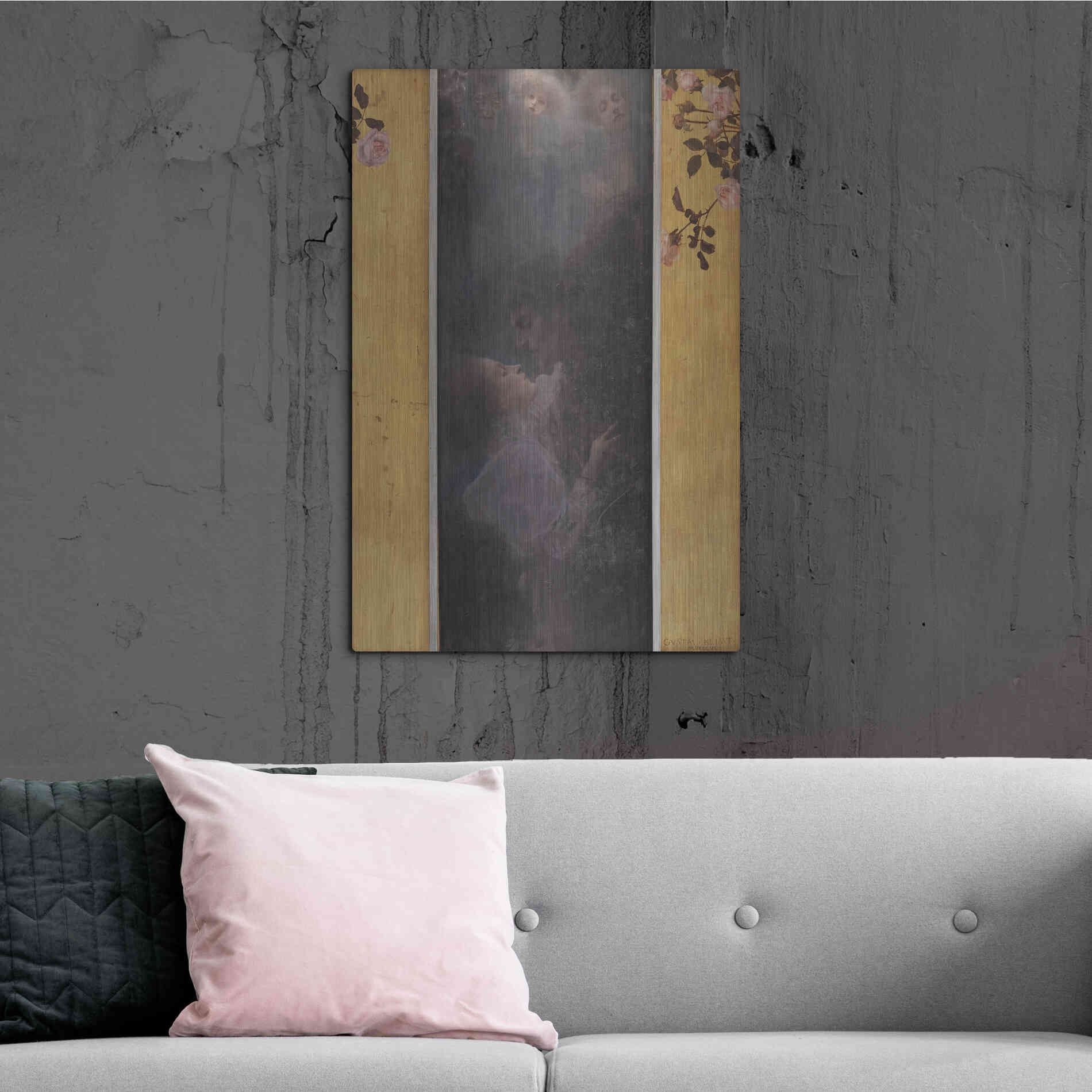 Luxe Metal Art 'Liebe copy' by Gustav Klimt, Metal Wall Art,24x36