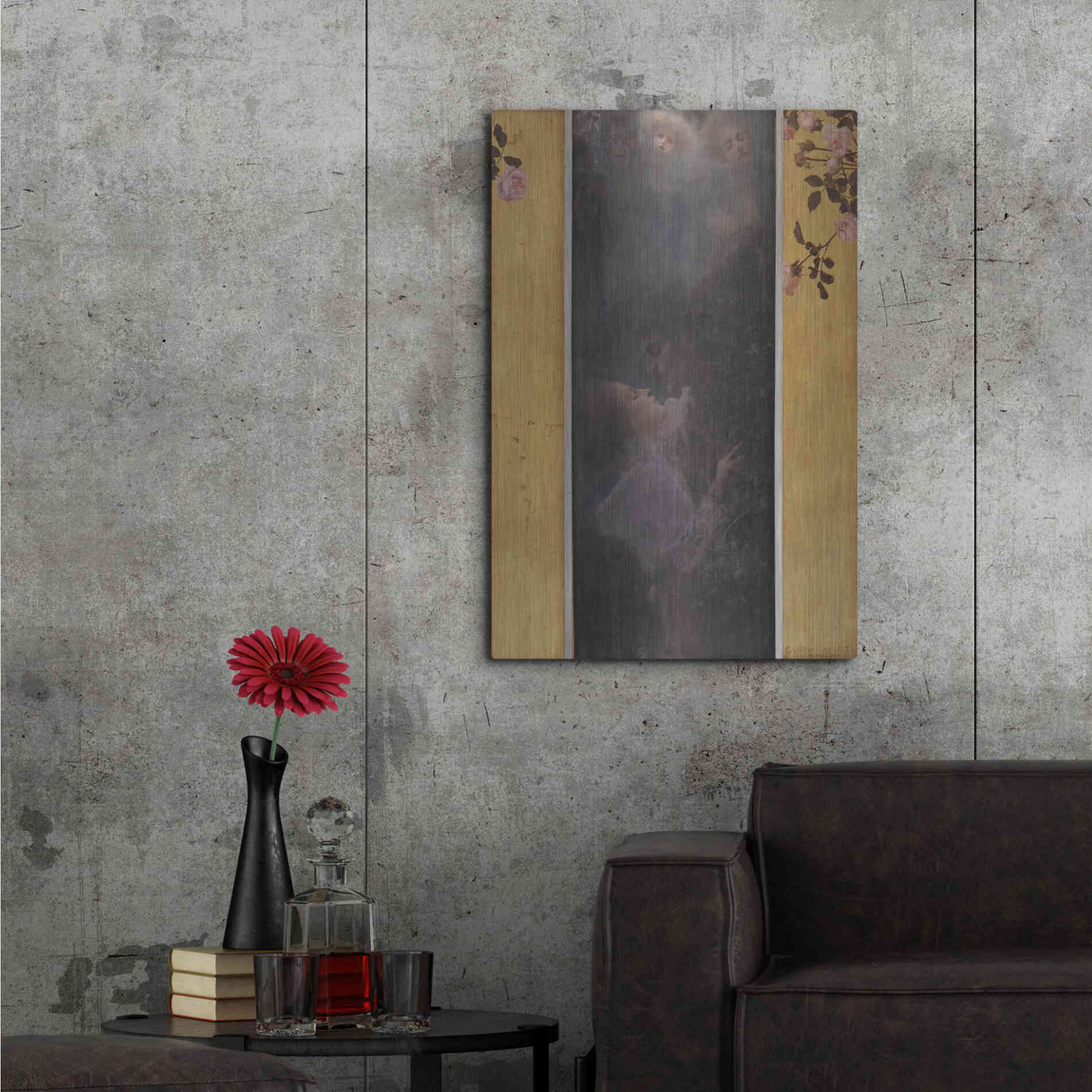 Luxe Metal Art 'Liebe copy' by Gustav Klimt, Metal Wall Art,24x36