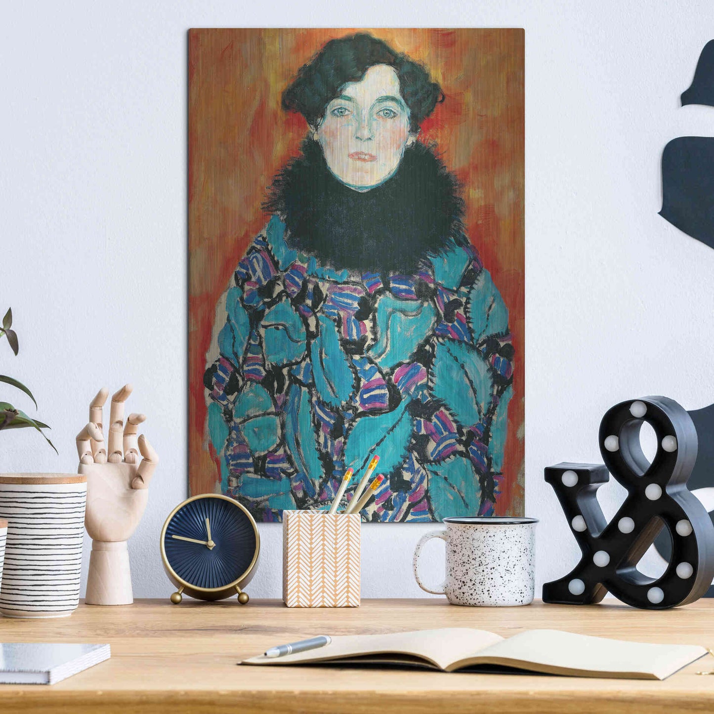 Luxe Metal Art 'Johanna Staude' by Gustav Klimt, Metal Wall Art,12x16