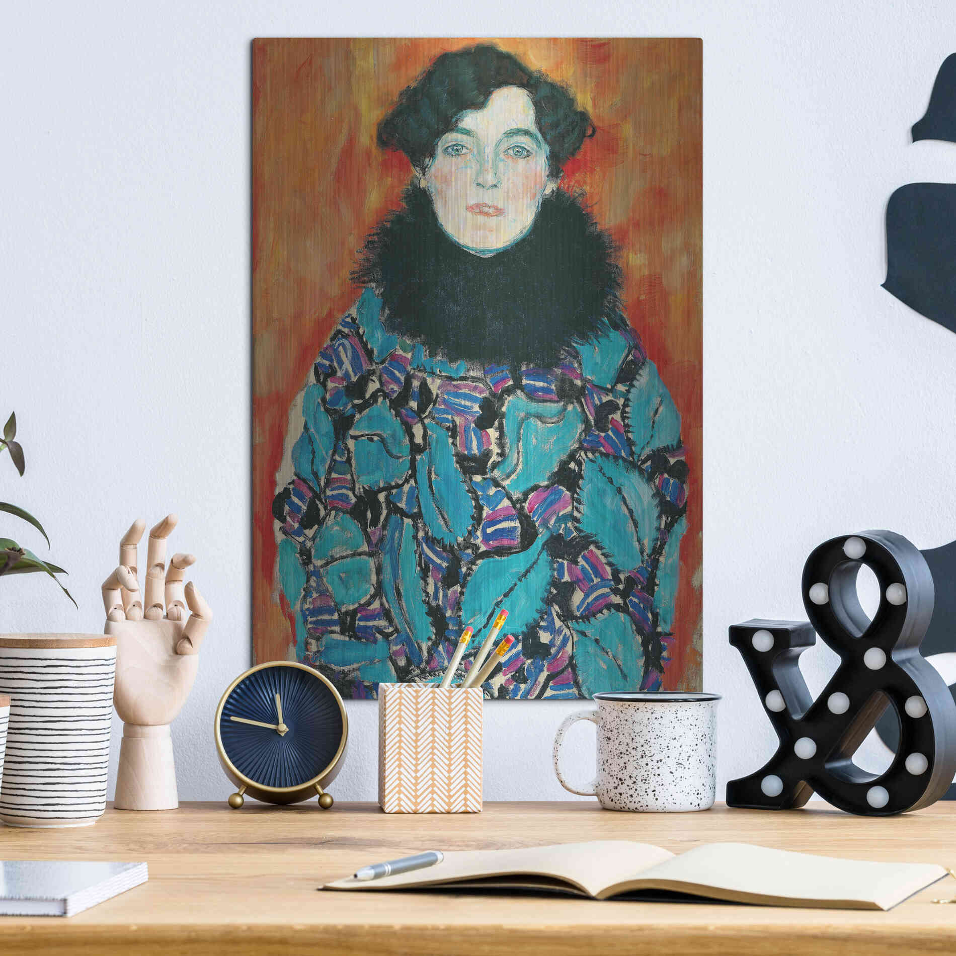 Luxe Metal Art 'Johanna Staude' by Gustav Klimt, Metal Wall Art,12x16