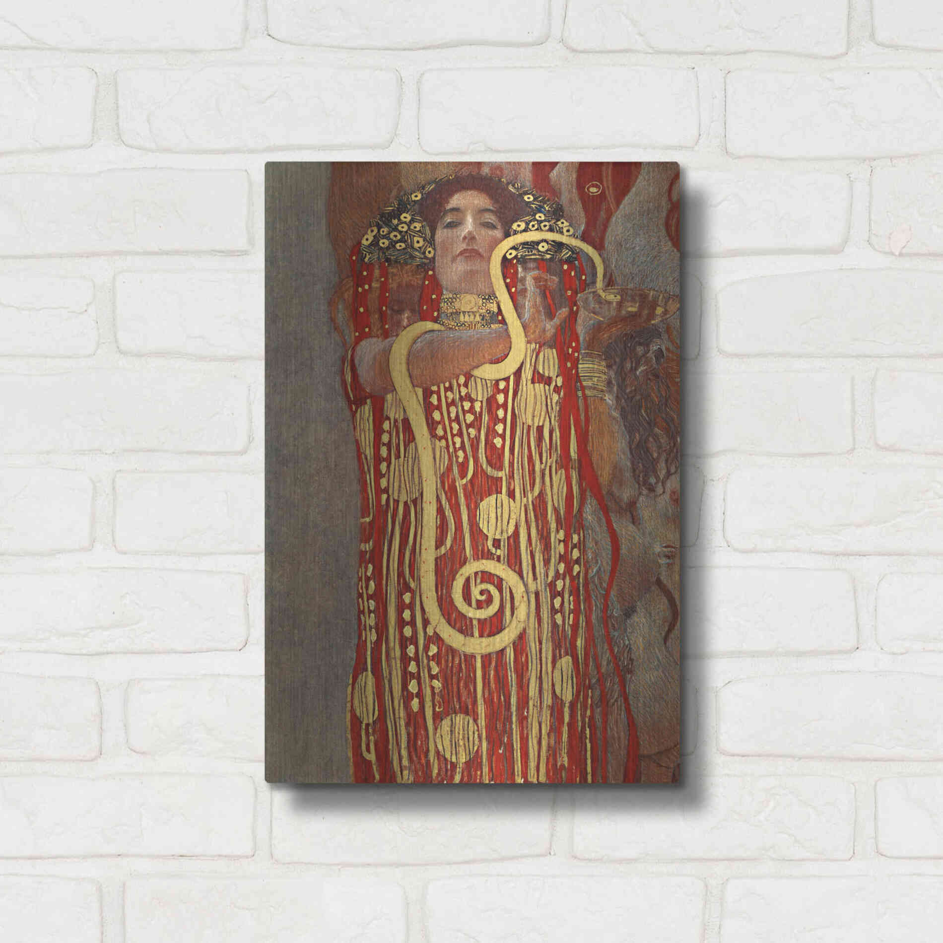Luxe Metal Art 'Hygieia' by Gustav Klimt, Metal Wall Art,12x16