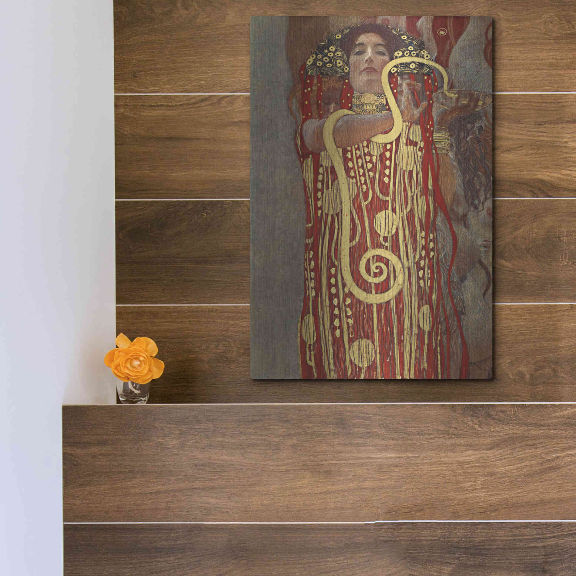 Luxe Metal Art 'Hygieia' by Gustav Klimt, Metal Wall Art,12x16