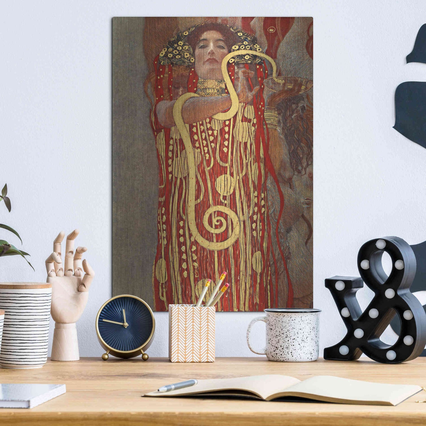 Luxe Metal Art 'Hygieia' by Gustav Klimt, Metal Wall Art,12x16