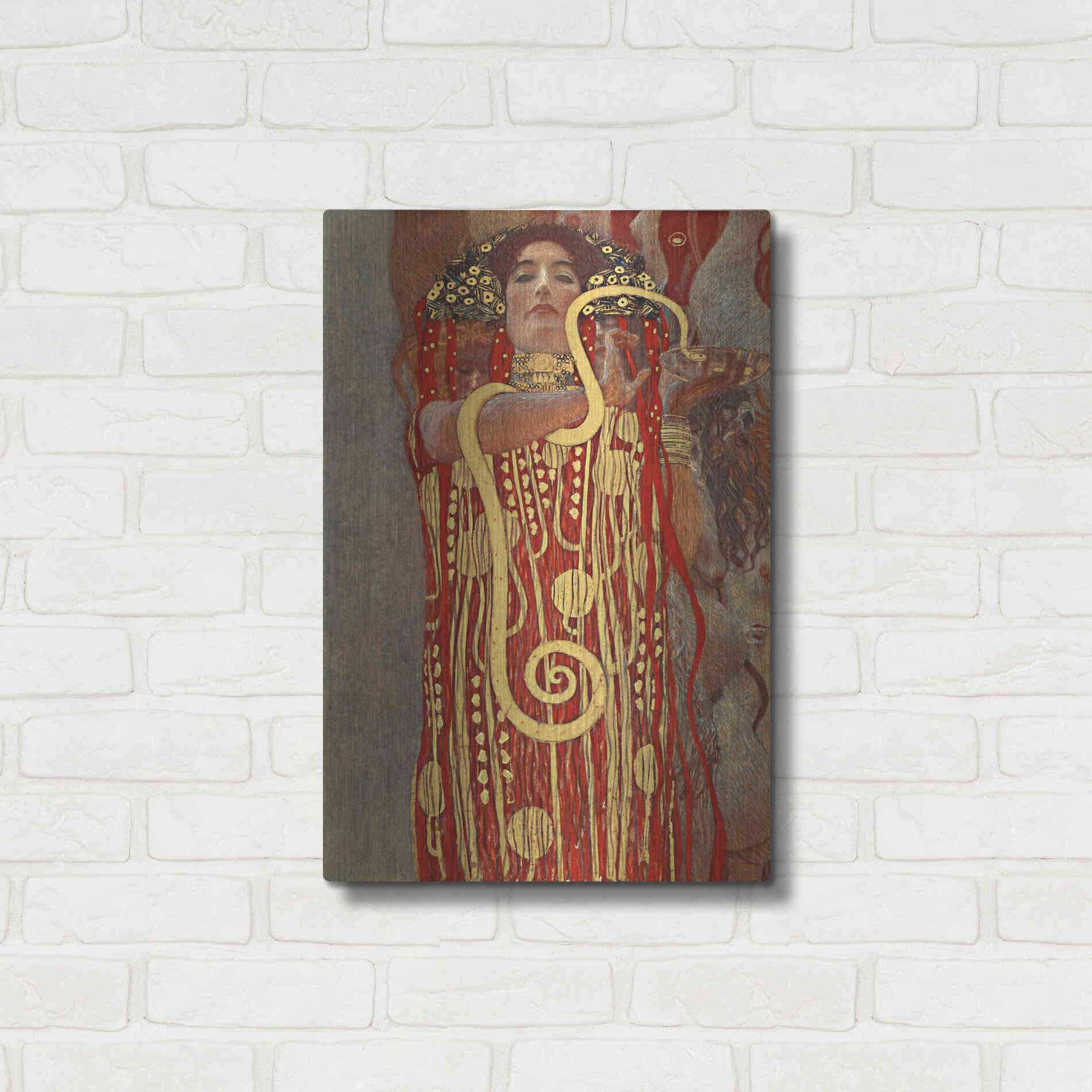 Luxe Metal Art 'Hygieia' by Gustav Klimt, Metal Wall Art,16x24