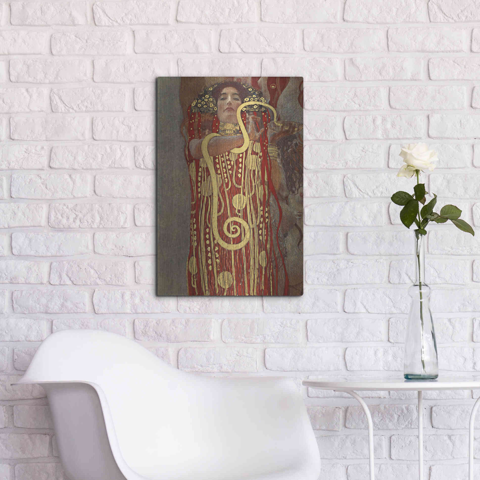 Luxe Metal Art 'Hygieia' by Gustav Klimt, Metal Wall Art,16x24