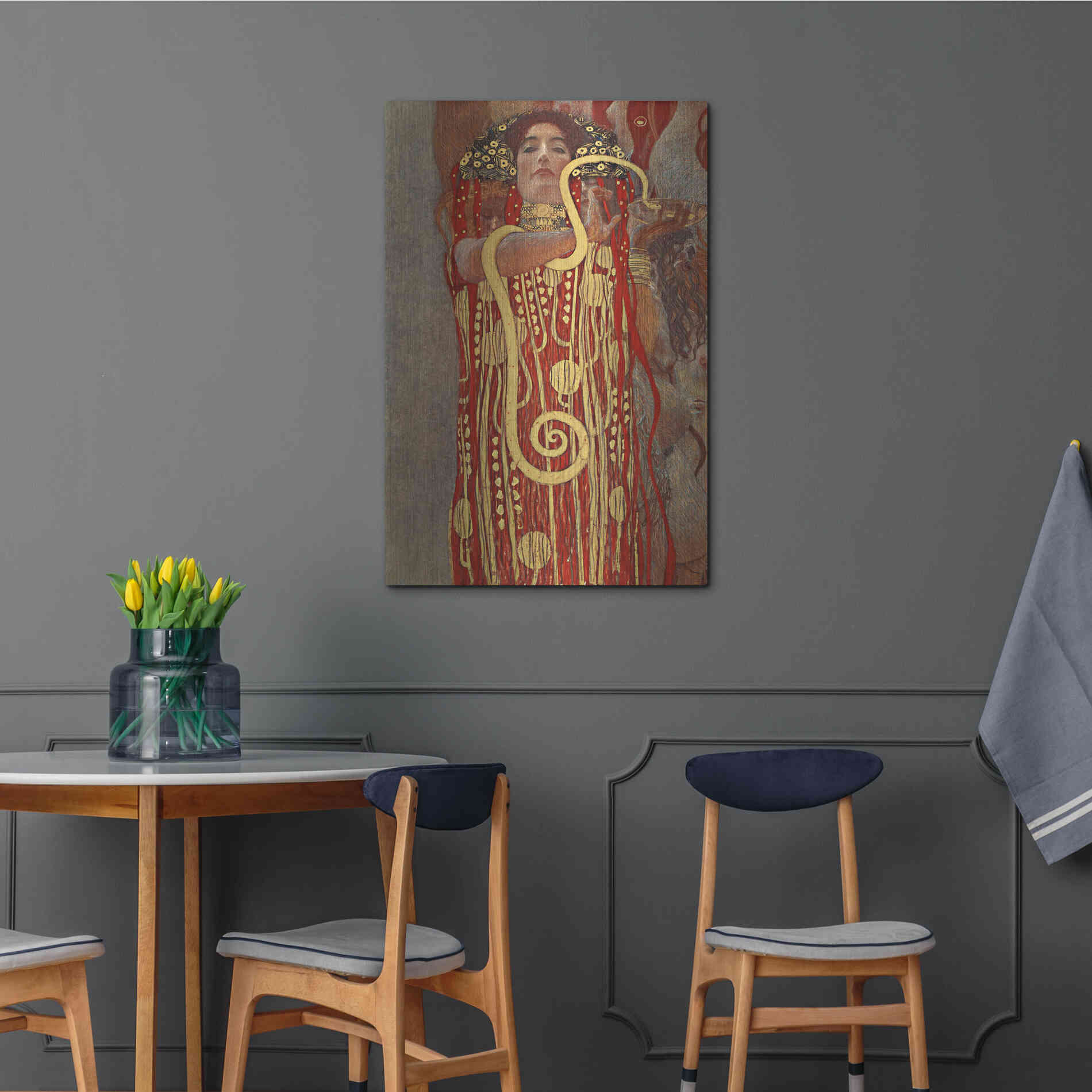 Luxe Metal Art 'Hygieia' by Gustav Klimt, Metal Wall Art,24x36