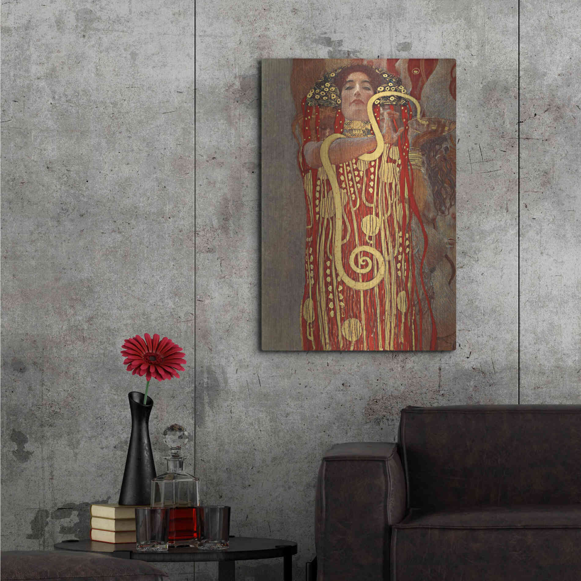 Luxe Metal Art 'Hygieia' by Gustav Klimt, Metal Wall Art,24x36