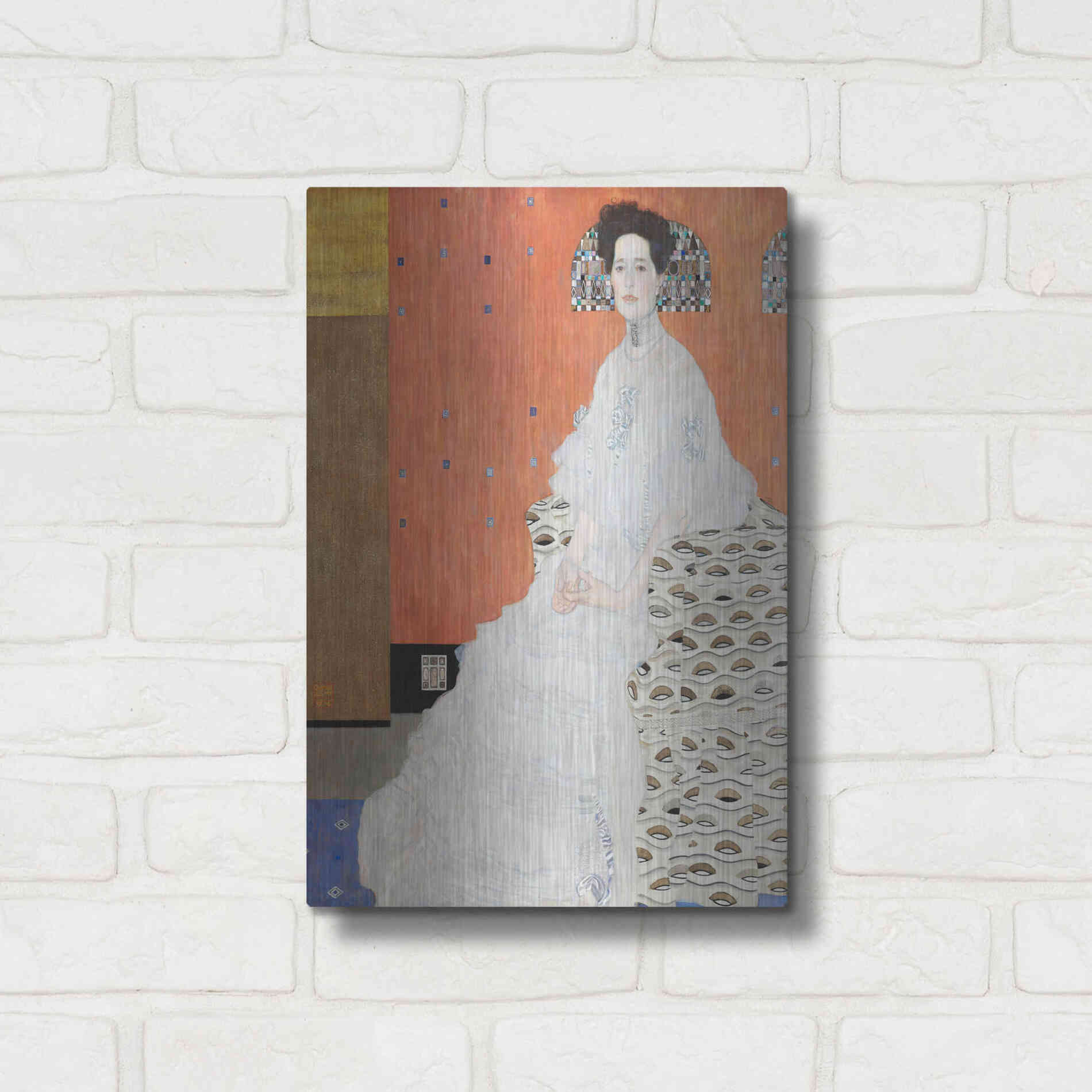 Luxe Metal Art 'Fritza Riedler' by Gustav Klimt, Metal Wall Art,12x16