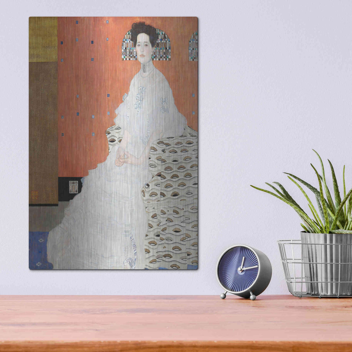 Luxe Metal Art 'Fritza Riedler' by Gustav Klimt, Metal Wall Art,12x16