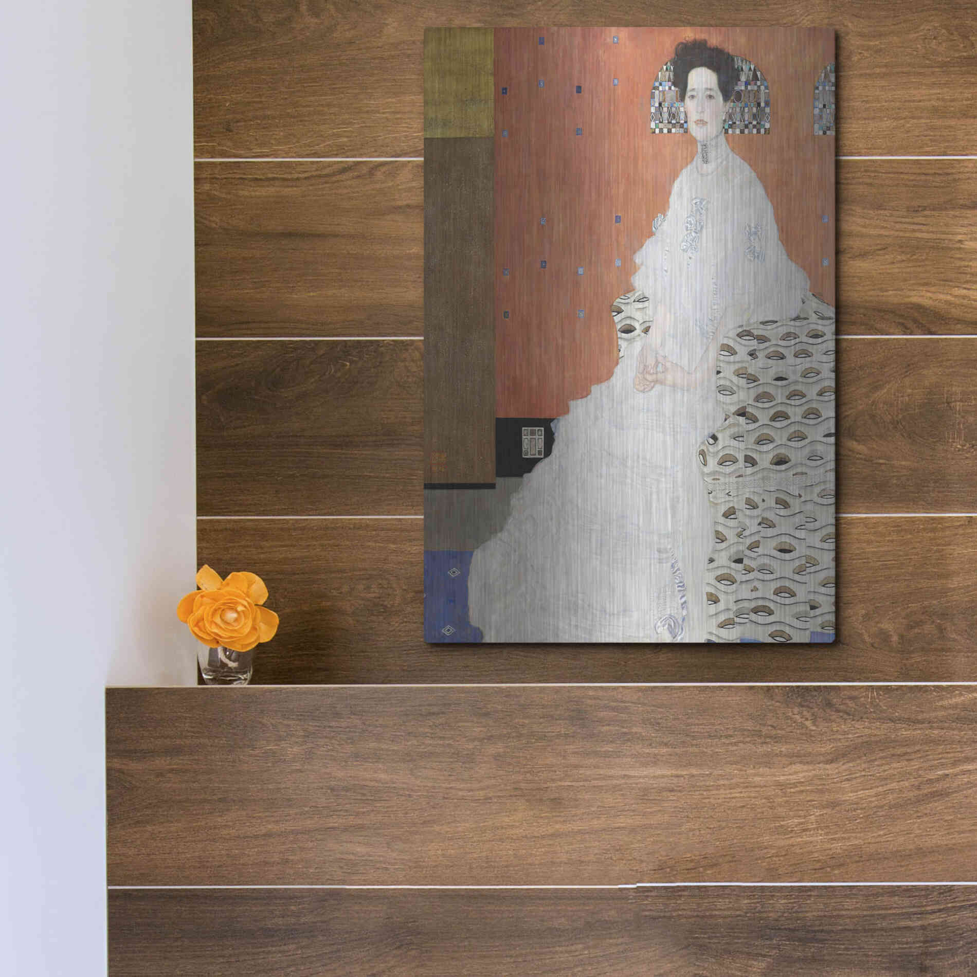 Luxe Metal Art 'Fritza Riedler' by Gustav Klimt, Metal Wall Art,12x16