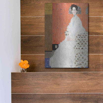 Luxe Metal Art 'Fritza Riedler' by Gustav Klimt, Metal Wall Art,12x16
