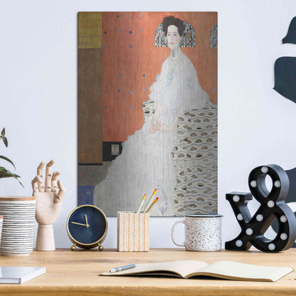 Luxe Metal Art 'Fritza Riedler' by Gustav Klimt, Metal Wall Art,12x16