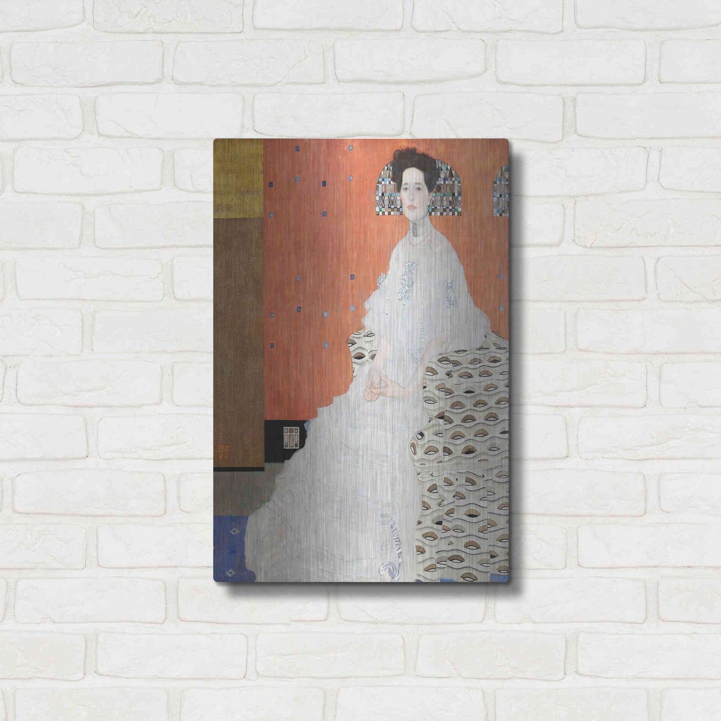 Luxe Metal Art 'Fritza Riedler' by Gustav Klimt, Metal Wall Art,16x24
