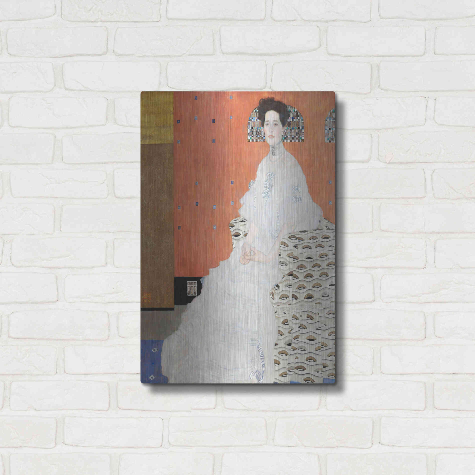 Luxe Metal Art 'Fritza Riedler' by Gustav Klimt, Metal Wall Art,16x24
